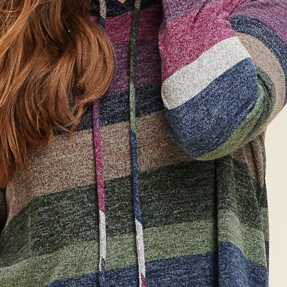 NWT staccato Rainbow stripe long sleeve hoodie top - Picture 4 of 6